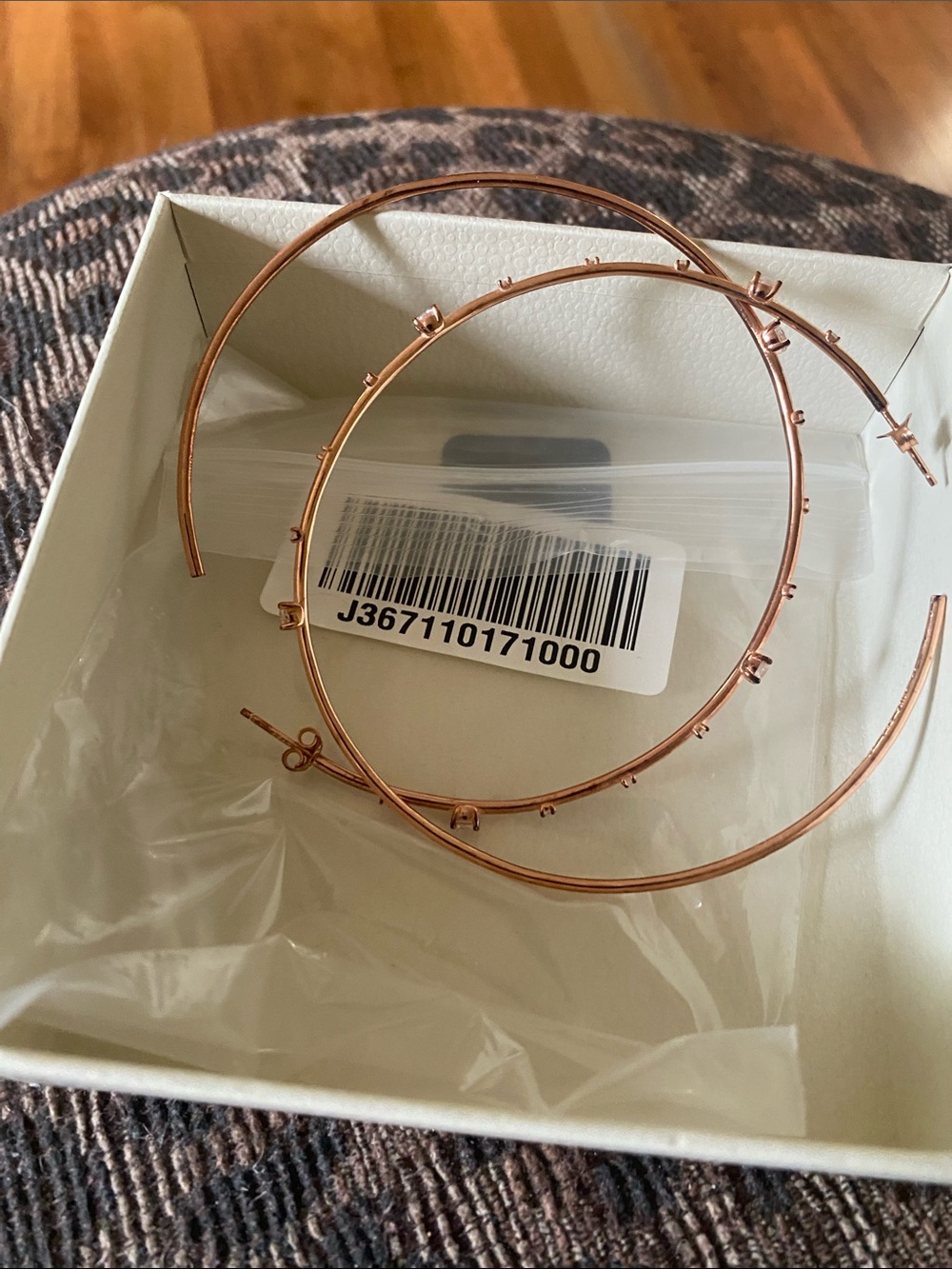 Diamonique Rose Gold Hoop Earrings with Sparkling Accents - Picture 8 of 8